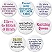 Set 8 Knitting Queen Humor Quotes 2.25â€ Large Pinback Buttons Pins