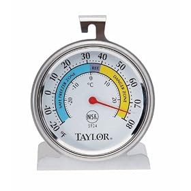 Taylor Refrigerator Dial Thermometer, NSF Listed, Temperature Range is -20 to 80 &deg; F (-29 to 27