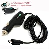 ChargerCity OEM Vehicle Power Cable Car Charger Adapter for Garmin Nuvi 200 200W 205 205W 245 245w 250 250W 255 255w 255wt 260 260w 265 265w 265wt 270 270w 275 275w 275wt 285 285w 285wt GPS Navigator with Extended 9ft Coiled cord for Longer Reach & Easy Storage. Include Free Micro SD Card USB Reader/Writer & Manufacture direct replacement warranty
