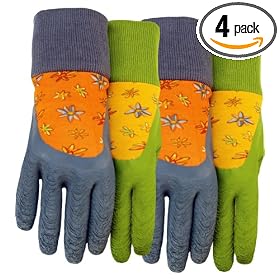 MidWest Gloves 64A7-4 Ladies Garden Gripping Glove Combo Pack, 4-Pack