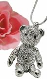 Big Bling 1.75 3D Teddy Bear Austrian Crystal Charm Necklace - Moveable Joints!
