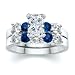 Jewelry : 2.50 CT RADIANT DIAMOND W ROUND BLUE SAPPHIRE RING SET