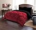 Sweet Home Collection 2 Piece Reversible Polyester Microfiber Goose Down Alternative Comforter Set with Pillow Shams, Twin, Burgundy/Black