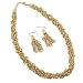 Metal Casting Matt Goldtone Twisted Necklace Earring Set