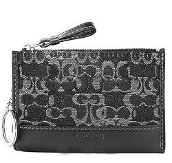 Coach Lurex Signature Mini Skinny Zip Top Case Bag 40953 Black