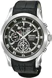 Premier Stainless Steel Alarm Chronograph Black Dial Strap Perpetual