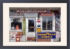 Idaho, USA. Signs on an old gas station in the American Midwest Framed Prints