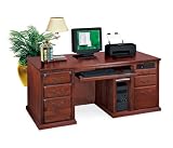 Kathy Ireland Home by Martin Furniture Huntington Club Wood Executive Desk in Distressed Cherry