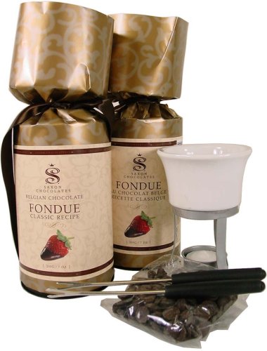 Fondue +2 Refills :Chocolate Fondue for two Set: 100 gr (3.3 oz) chocolate, burners,... by Saxon