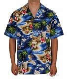 Hawaii Islands Map Hawaiian Aloha Shirt , 2XL, NAVY