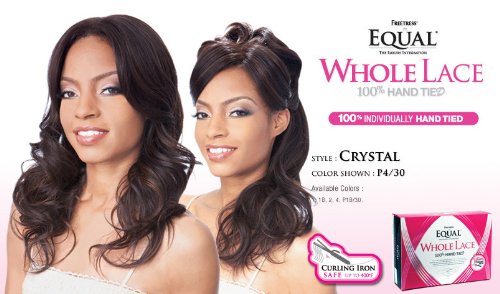 CRYSTAL - Freetress Equal 100% Hand Tied Premium Synthetic Hair Whole Lace Wig #1B/30 On Sale