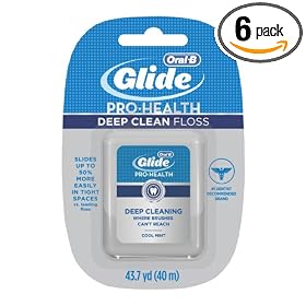 Glide Floss, Deep Clean Cool Mint, 40-Meters (Pack of 6)