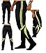 Men's Skinny Soccer Pants Training Sweat Sport Gym Athletic Tight Fit (M, BLACK/NEON)