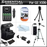 Essential Accessories Kit For GE POWER Pro series X500, X5 Power Pro Digital Camera Includes 4AA High Capacity Rechargeable NIMH Batteries And AC/DC Rapid Charger + USB Reader + Deluxe Case + 50" Tripod w/Case + Screen Protectors + More 16 MP Digital C