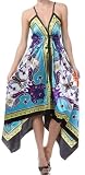 FOHandkerchiefG-908 Butterfly Paisley Design Silk Feel Handkerchief Hem Criss Cross Back Adjustable Maxi / Long Dress - Turquoise / Purple FOHandkerchiefG-908 Butterfly Paisley Design Silk Feel Handkerchief Hem Criss Cross Back Adjustable Maxi / Long Dress - Turquoise / Purple