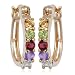 18k Yellow Gold Overlay Sterling Silver Multi-Gemstone Hoop Earrings