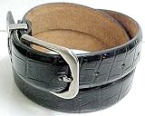 Mens Black Crocodile Leather Dress Belt Golf