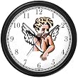 Angel In Thought - Cherub, Angel or Cupid Theme Wall Clock by WatchBuddy Timepieces (Slate Blue Frame)