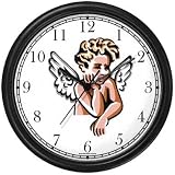 Angel In Thought - Cherub, Angel or Cupid Theme Wall Clock by WatchBuddy Timepieces (Slate Blue Frame)