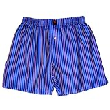 Blue Stripes 100% Madras Silk Boxers by Royal Silk - Medium