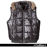 【大きいサイズ】COLLINS ファー付き中綿ベスト （ブラック(ドットカモ柄)） （3L 4L 5L 6L 8L）