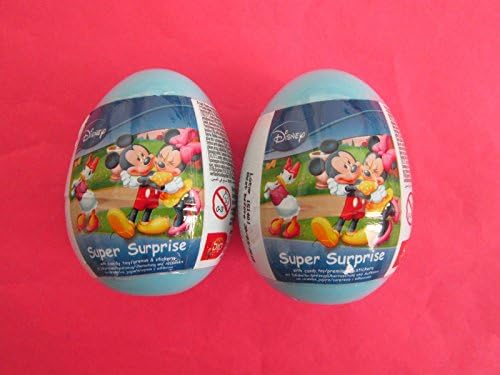 2 Eggs of DISNEY MICKEY MOUSE Friends PLASTIC SURPRISE EGGS WITH TOY &amp; COOKIE INSIDE