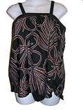 Womens Plus Size Bandeau Tankini Swimsuit - High Rise Bikini - Black brown