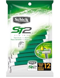 Schick ST2 Disposable Razor, Sensitive for Men, 12 Count Package
