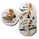 Patriotic Girls Warbird Nose Art WWII Coaster Set