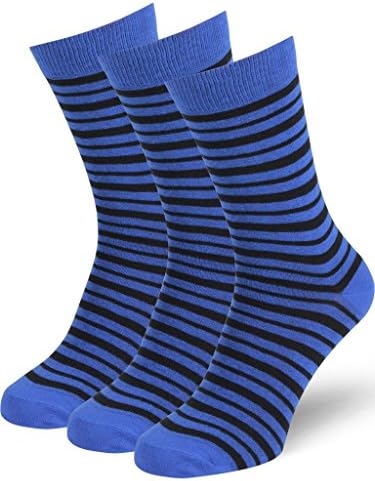 Feetly Men's Combed Cotton Double Stripe Dress/Casual Socks 3pk, European Quality, Black, 47-50 EU shoe size