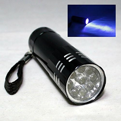 9LED Aluminum UV Ultra Violet Mini Black LED Flashlight AAA