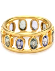 Lauren Harper Collection Sugar Buzz 18k Gold and Multicolored Thai Sapphire Ring, Size 7