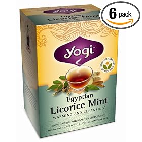 Yogi Egyptian Licorice Mint, Herbal Tea Supplement, 16-Count Tea Bags (Pack of 6)