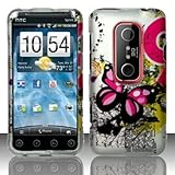 SILVER BUTTERFLY Hard Rubber Feel Plastic Design Case for HTC Evo 3D (Sprin ....