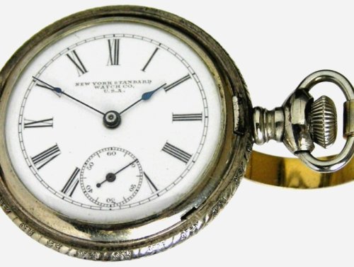 #J2 N.Y. Standard Antique Ladies Pocket Watch 6 Size 7 Jewels Nickel Hunter Circa 1900