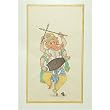 Miniature Paintings Drawings with Water Color Dancing Ganesha 4.5 x 8.5 inches (miniature0038)