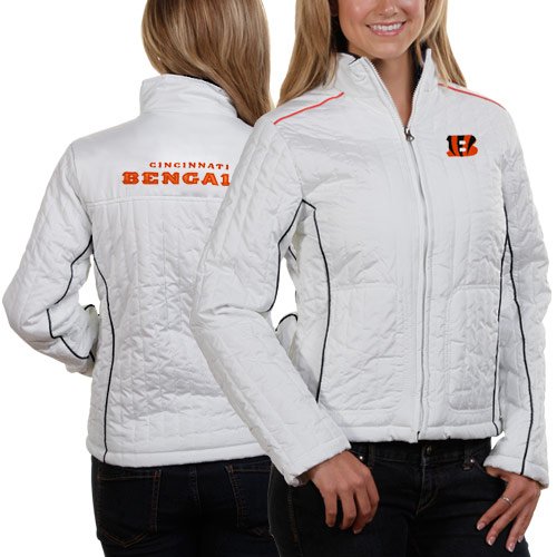 Cincinnati Bengals Ladies White Quilted Full Zip Jacket (Large)