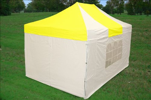 10x15 Pop Up 4 Wall Canopy Party Tent Gazebo EZ Yellow-White