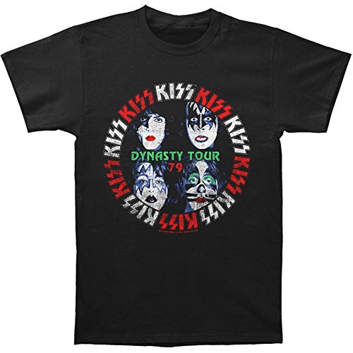 Kiss Distressed Dynasty Tour 1979 Print Men's Slim Cotton Shirt