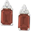 14K White Gold Mozambique Garnet and Diamond Earrings