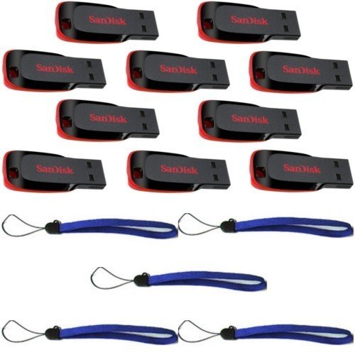 SanDisk Cruzer Blade 4GB (10 pack) USB 2.0 Flash Drive Jump Drive Thumb Drive SDCZ50-004G-10PK w/ (5) Everything But Stromboli (TM) Lanyard