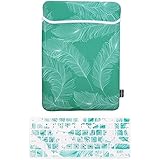 Case Star &reg; Feather Series Neoprene Laptop Notebook Ultrabook Sleeve Case and White with Aqua Blue Feather Silicone Keyboard Cover Skin for Macbook Pro Air 13-Inch/13.3-Inch (Green Color with White Feather Sleeve and White Cover)