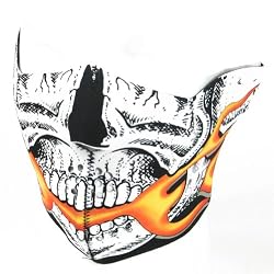 New Skull Flames Neoprene Half Face Mask Muzzle Motorcycle Nose Mouth Adj Size