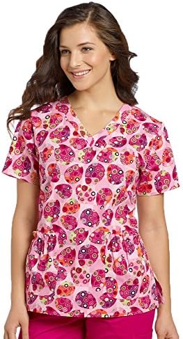White Cross Egg Celebration V-Neck Scrub Top, M
