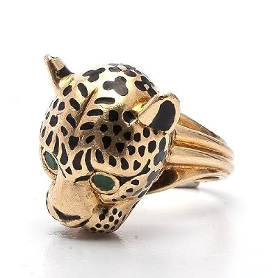 David Webb ring Webb Panther Enamel 18k Gold Ring