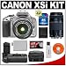 Canon Digital Rebel XSi Digital SLR Camera Body (Silver) & EF-S 18-55mm IS Lens + EF 75-300mm III Lens + BG-E5 Battery Grip + 16GB SD Card + Case + Cameta Bonus Accessory Kit