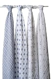 Aden Anais Muslin Baby Swaddling Blanket muslin Squares Boy Blue 4 Pack