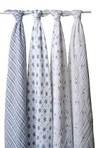 aden + anais Muslin Wraps 4-Pack - Blue and White