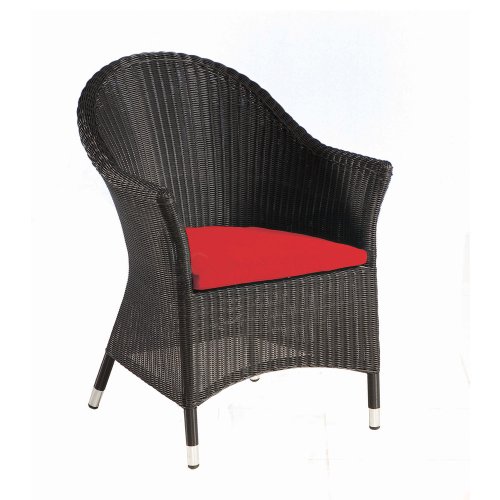 Garden Outdoor Black Dining Armchair With Cushions