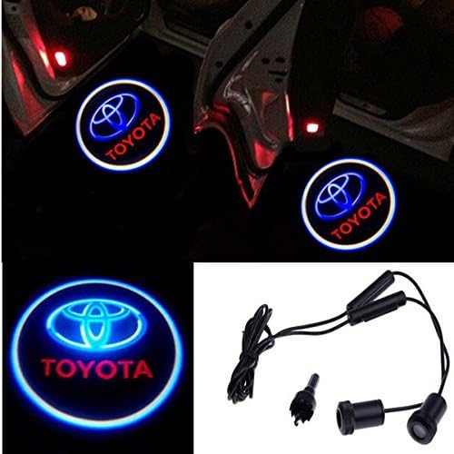 Mcdectech-2 Pcs Night Cold Universal Car Projection LED Projector Door Shadow ghost Light Welcome Light Laser Emblem Logo Magnet Sensor Easy installing For Toyota